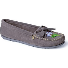 Leather - Women Moccasins Minnetonka Ziigwan Waabigwan Beaded Moccasins - Grey