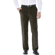 Chinos - Corduroy Trousers Haggar Stretch Corduroy Expandable Waist Casual Pants - Military Green