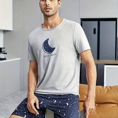 Men - Polyester Pyjamas Temu Print Pajama Set - Comfy Polyester/Elastane