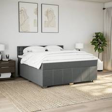 vidaXL mit Matratze 180x200 cm Dunkelgrau Boxspringbett