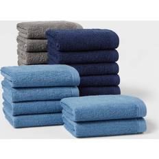 Room Essentials 18pk Everyday Washcloths Gray Kitchen Towel Gray, Blue (30.5x30.5cm)