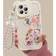 Mobile Phone Accessories Temu Cute Cartoon Bear & Phone Case With Bead Bracelet For Iphone 13/11/14 Pro Max/12 Xr/xs/7/8 Plus Se 2020/2022 Se/mini 2022