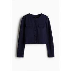 XXS Cardigans H&M Pocket-Detail Jersey Cardigan - Navy Blue