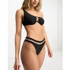 I Bikiniöverdelar Hunkemöller Mesh Balcony One Shoulder Bikini Top - Black