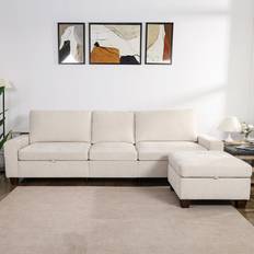 Latitude Run W112470569 Beige Sofa 112" 3 Seater