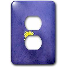 Blue Electrical Outlets 3DRose LLC, Lone Yellow Flower in Blue 2 Plug Outlet Cover