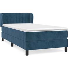 vidaXL Ramsäng Med Madrass Mörkblå 90x190 cm Sammet Kontinentalsäng