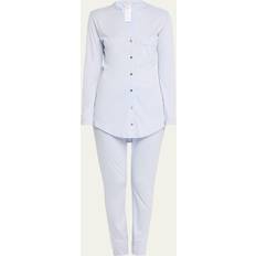 Blue - Women Pajamas Hanro Pure Essence Long Sleeve Pajama Set - Blue Glow