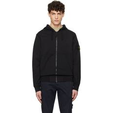 Stone Island Garment Dyed Fleece Full Zip Hood - Black