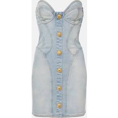 Balmain Short Dresses Balmain Denim Bustier Dress - Blue