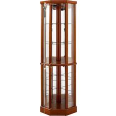 Brown Glass Cabinets Red Barrel Studio Curio Oak Glass Cabinet 23.5x70"