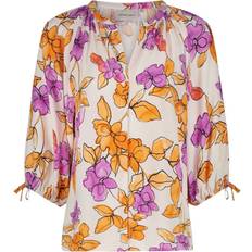 Orange Blusar Fabienne Chapot Tryckt Flowy Blus - Multicolor