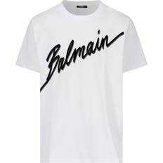 Balmain Clothing Balmain Letter Flock T-Shirt - White