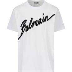 Balmain T-shirt Med Flocked Bokstav Logo - White