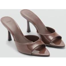 Mango Slippers & Sandals Mango Patent Leather Effect Heeled Sandal - Chocolate