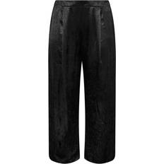 Yours Curve Satin Wide Leg Trousers - Black