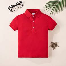 Shein Classic Short Sleeve Polo Shirt - Red