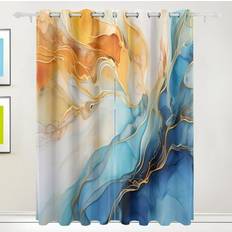 Orezi Light Blue White Gold Marble Blackout Curtains W55 x L84