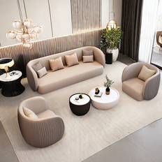 Orren Ellis Carnkirk Gray/Tan Sofa 72.8" 5pcs 5 Seater
