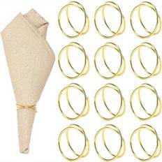 Temu Elegant 12 Pcs Set of Polished Metal Rings Napkin Ring