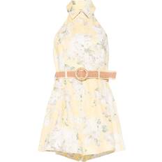 Dame - Gul Jumpsuits & Overalls Zimmermann Floral Kort Playsuit Med Krave - Gul