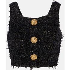 Balmain Puserot Balmain Lurex Tweed Top - Nero/Donna