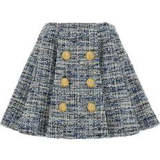 Grå - Polyamid Nederdele Balmain Plisseret Svaj Tweed Nederdel - Blå