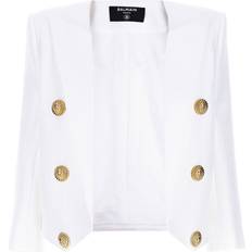 Balmain Dame Blazere Balmain Kort Jakke Med Dekorative Applikationer - Hvid