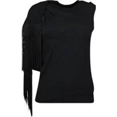 Bomuld T-shirt Med Frynser - Sort