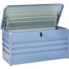 Metaal Terrasopslag en Hoezen Beliani Garden Storage Box Blue Steel 400L