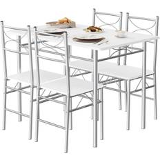 WOLTU Kitchen Table White Tischgruppe 70x110cm 5Stk.