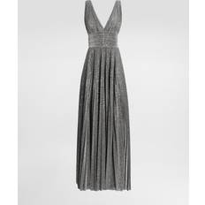 Silver Dresses Dolce & Gabbana Pleated Micro Sequin Long Dress Silver