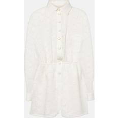 Zimmermann Crush Embroidered Linen Playsuit - White