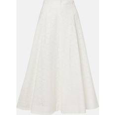 Zimmermann Crush Embroidered Linen Midi Skirt - White