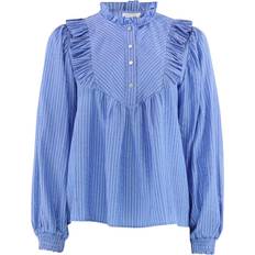 Continue Silk Stripe Blouse - Blue