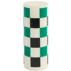 Beige Bougies Hay Column Cube M Black/Green/Off-White Candle 20cm