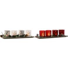 Home ESPRIT Christmas Set White/Red Candle Holder 13.5cm 5pcs