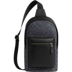 Coach Canvas Backpacks Coach West Pack In Signature Canvas - Gunmetal/Charcoal/Black