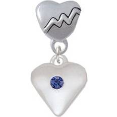 Silver Plated - Women Charms & Pendants Delight Jewelry Large Heart Heartbeat Charm Bead - Silver/Blue