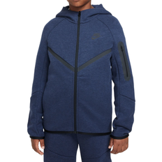 Nike tech fleece blå NIKE Big Kid's Sportswear Tech Fleece Full Zip Hoodie - Obsidian Heather/Obsidian Heather/Black/Black (HV5867-473)