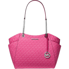 Michael Kors Canvas Bags Michael Kors Jet Set Large Signature Logo Shoulder Bag - Dragonfruit