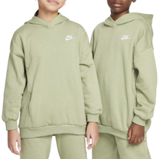 Nike Big Kid's Sportswear Club Fleece Oversized Pullover Hoodie- Oil Green/White (FZ5579-386)