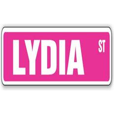 Pink Wall Decor SignMission Lydia Street Childrens Name White/Pink Wall Decor