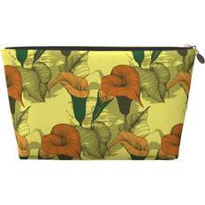 Leather - Women Toiletry Bags & Cosmetic Bags Crywmqq Calla Lily Flowers Cosmetic Bag - Gold