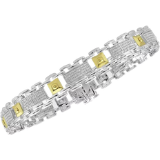 Gold Plated - Men Bracelets Macy's Two Tone Bracelet - Silver/Gold/Diamonds