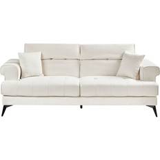 Beliani Modern White Sofa 214cm 3 Seater