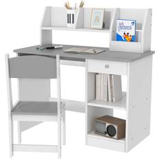 Qaba Kids Desk & Chair Set with Storage