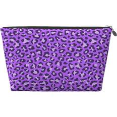 Leather - Women Toiletry Bags & Cosmetic Bags Crywmqq Portable Travel Makeup Bag - Violet Leopard Purple