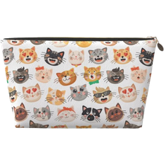 Leather - Women Toiletry Bags & Cosmetic Bags Crywmqq Modern Diverse Cartoon Cats Makeup Bag - Beige