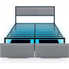 Led beds Costway Bed Frame With LED Lights Queen